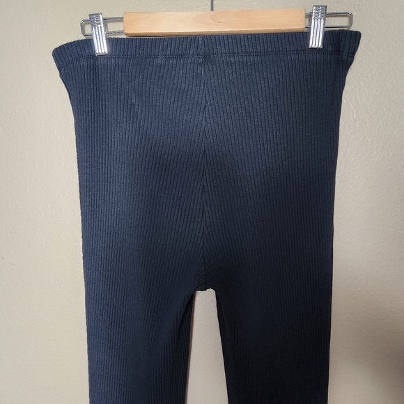 Aerie Womens Black High Rise Ribbed Flare Knit Pants |L| - Picture 5 of 12